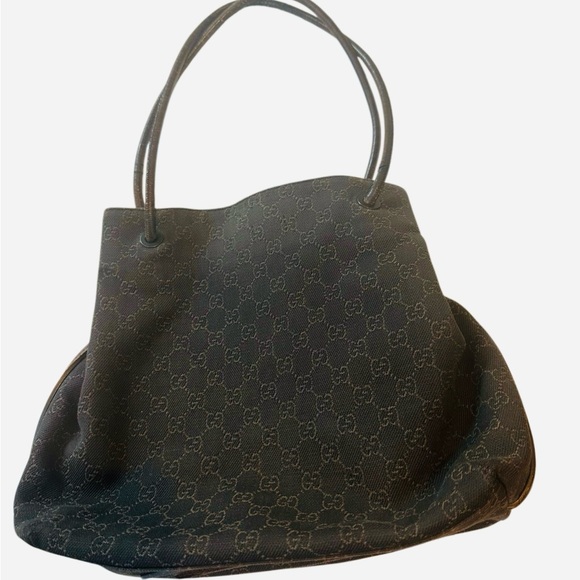 Gucci Dark chocolate brown Denim Monogram Shoulder Bag - Picture 2 of 12